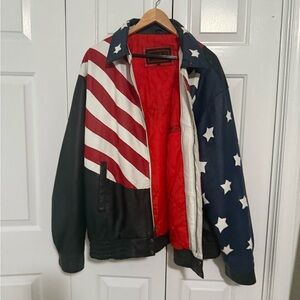 American Flag USA Bald Eagle USA
Embroidered Vintage Men Leather
Jacket